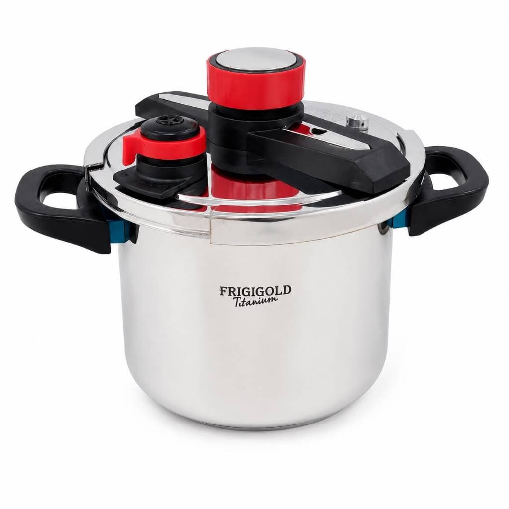 Panela de Pressão Frigigold Titanium 6L Aço Inox Indução Dupla Trava Sistema de Segurança Premium