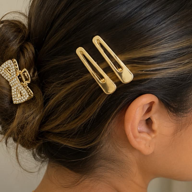 Kit 1 ou Kit 2 Presilhas de Cabelo Femininas Douradas | Escolha Seu Modelo