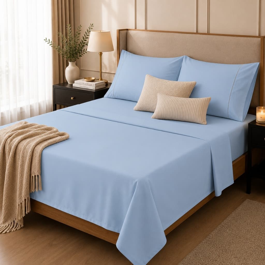 Jogo de Lençol King 600 Fios 4 Peças Cama King Lençol Com Elástico Fronhas Luxo Cores Lisas Premium