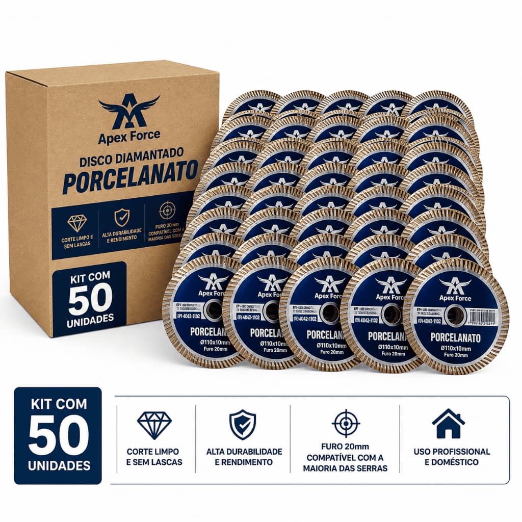 KIT Disco Diamantado Porcelanato Turbo Fino - 110mmx10mm Furo: 20 - APEX FORCE / Escolha seu kit