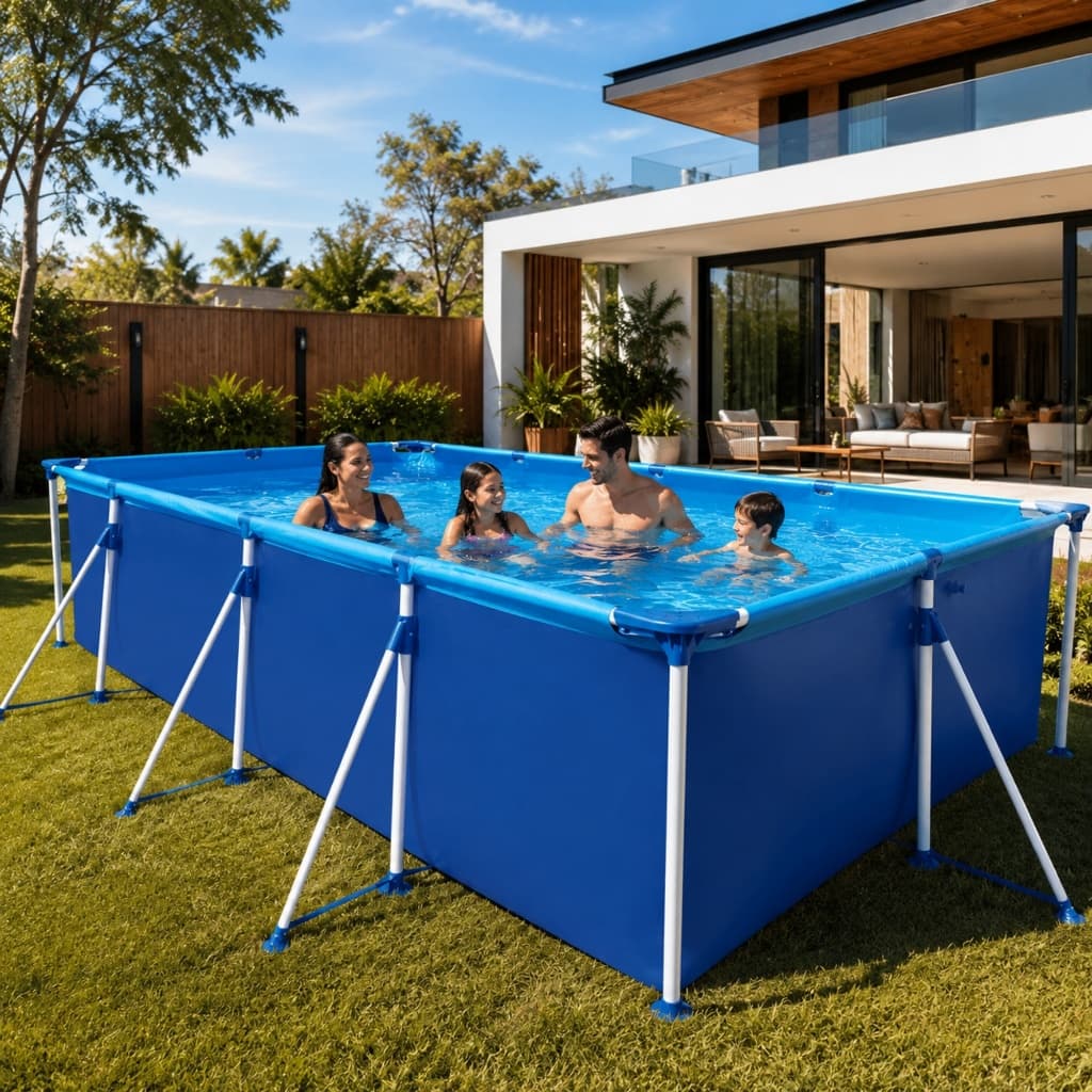 Piscina Estrutural 6200 Litros Retangular Mor Diversão Infantil Verão Calor Lazer Grande Azul PVC