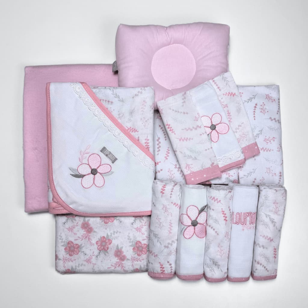 Kit 15 Peças Enxoval Completo Estampado Bordado Premium Menino Menina
