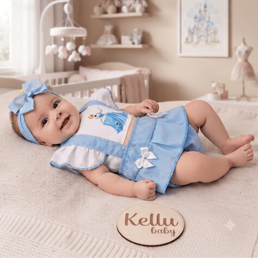 Romper Mesversario Tematico Cinderela bebê menina 0 a 3 meses recém nascido