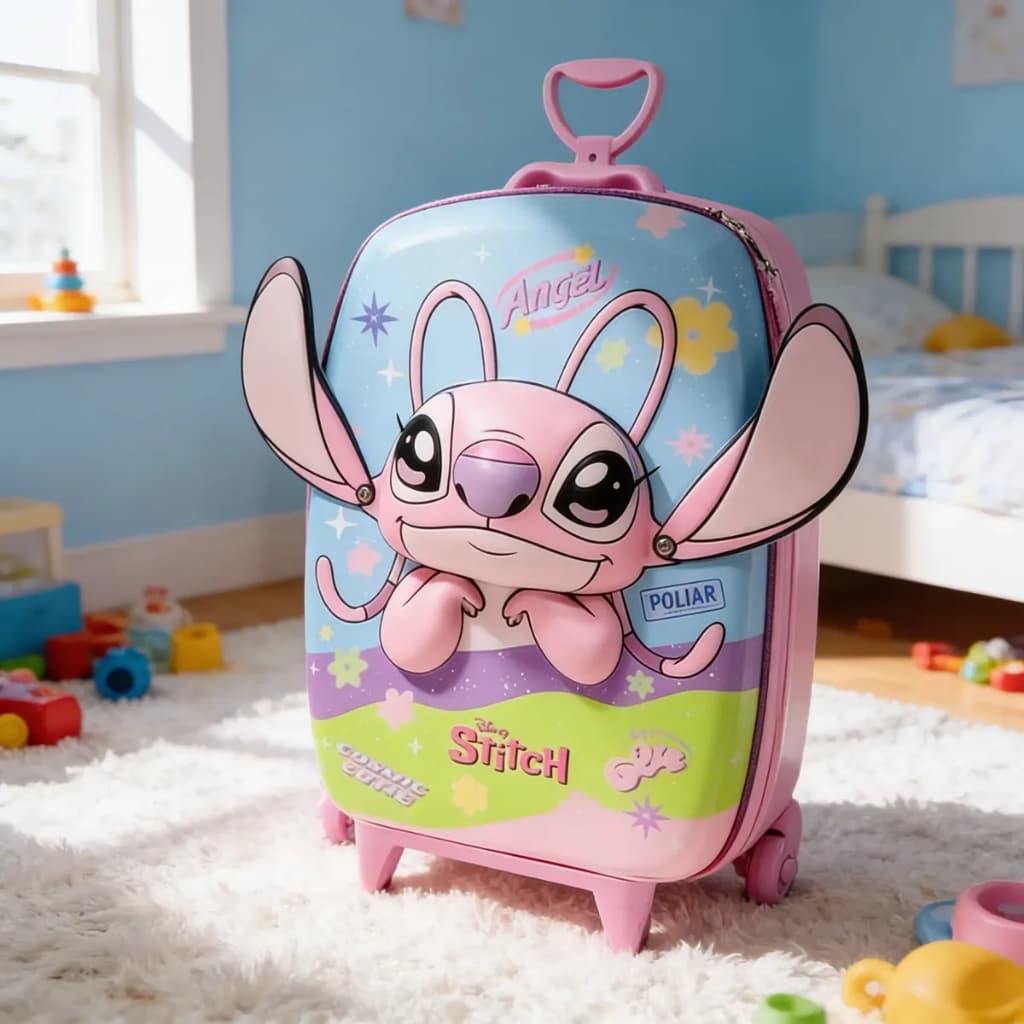 Mala Infantil Angel Stitch 3D com Rodinhas - Azul