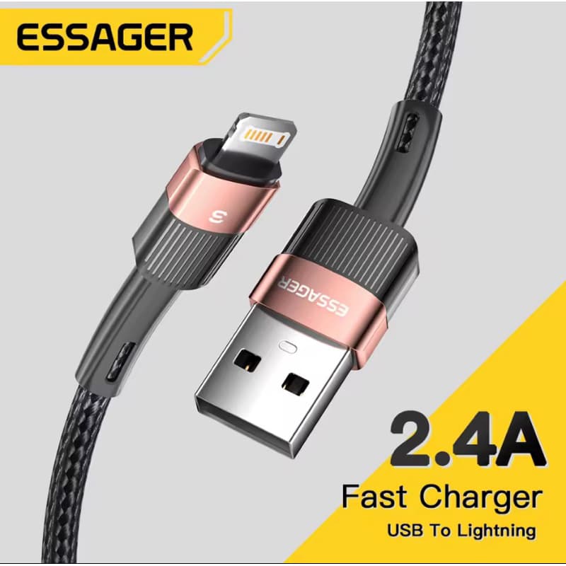 Essager-Cabo de Carregamento Rápido USB para iPhone, Fio 2.4A, 11, 12, 13 Pro Max, Mini, Xs, Xr, X, SE, 8, 7, 6 Plus, 6s