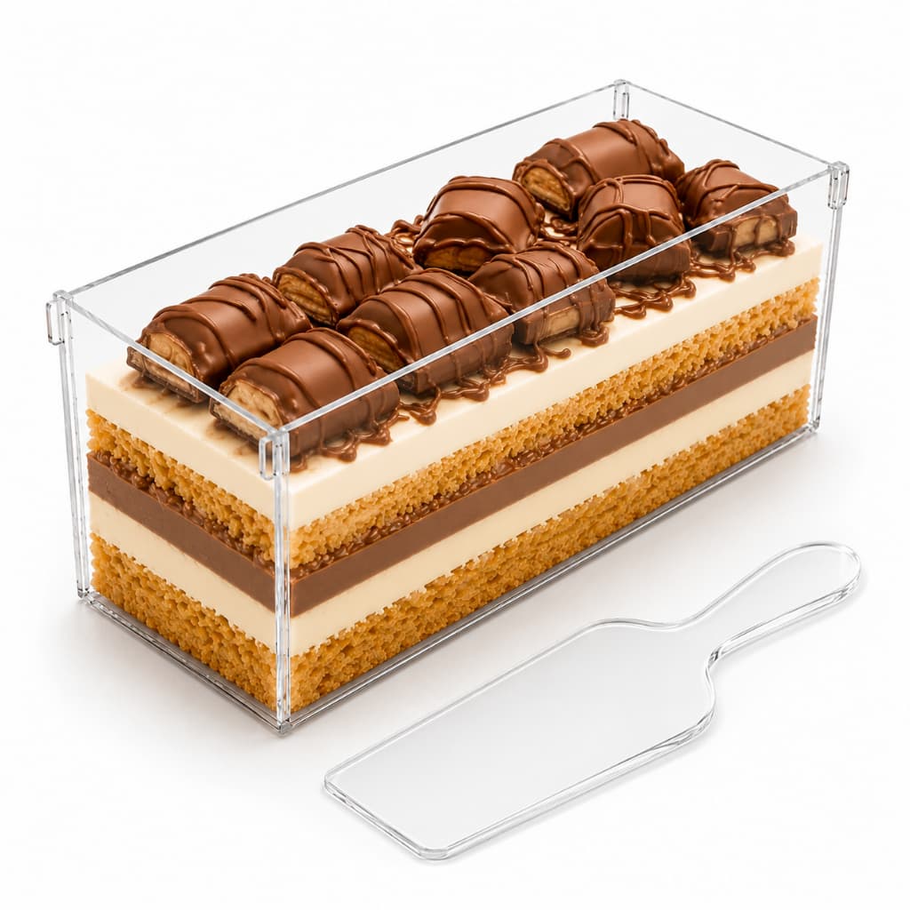 Kit Forma Slice Cake Acrílico 30x10x10 Bolo Fatia Perfeita Formas Transparente Retangular