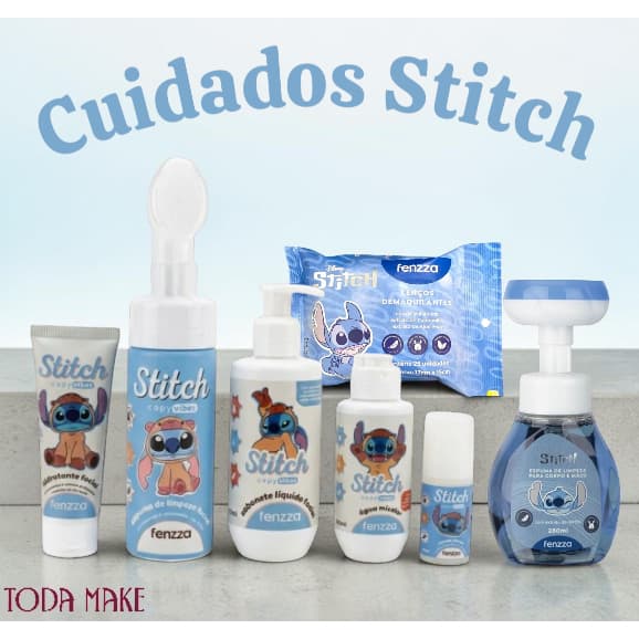 Linha Cuidados Diário Hidratação Fragrância Suave Toque Seco Absorção Rápida Pele Macia do Stitch Capivara - Fenzza