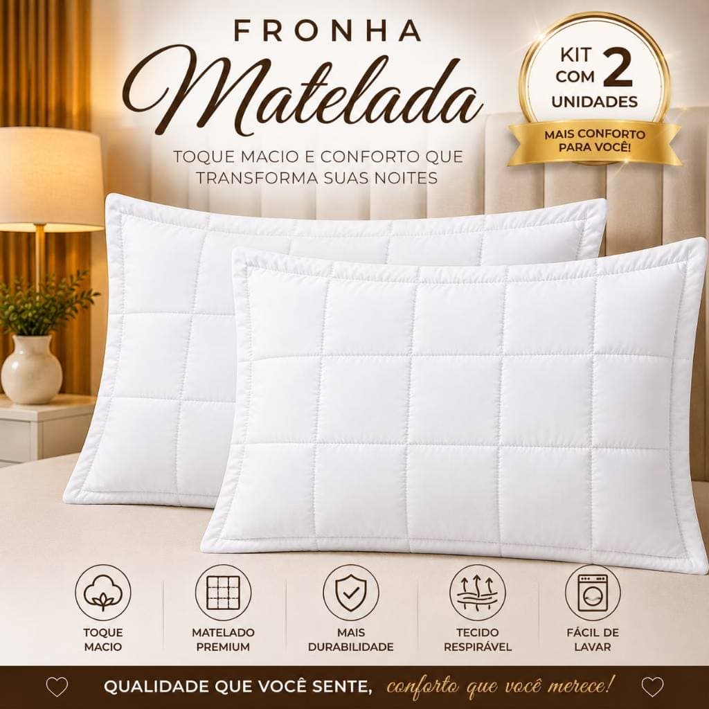 Kit 2 Fronhas Mateladas 70x50 Porta Travesseiro Microfibra Toque Macio