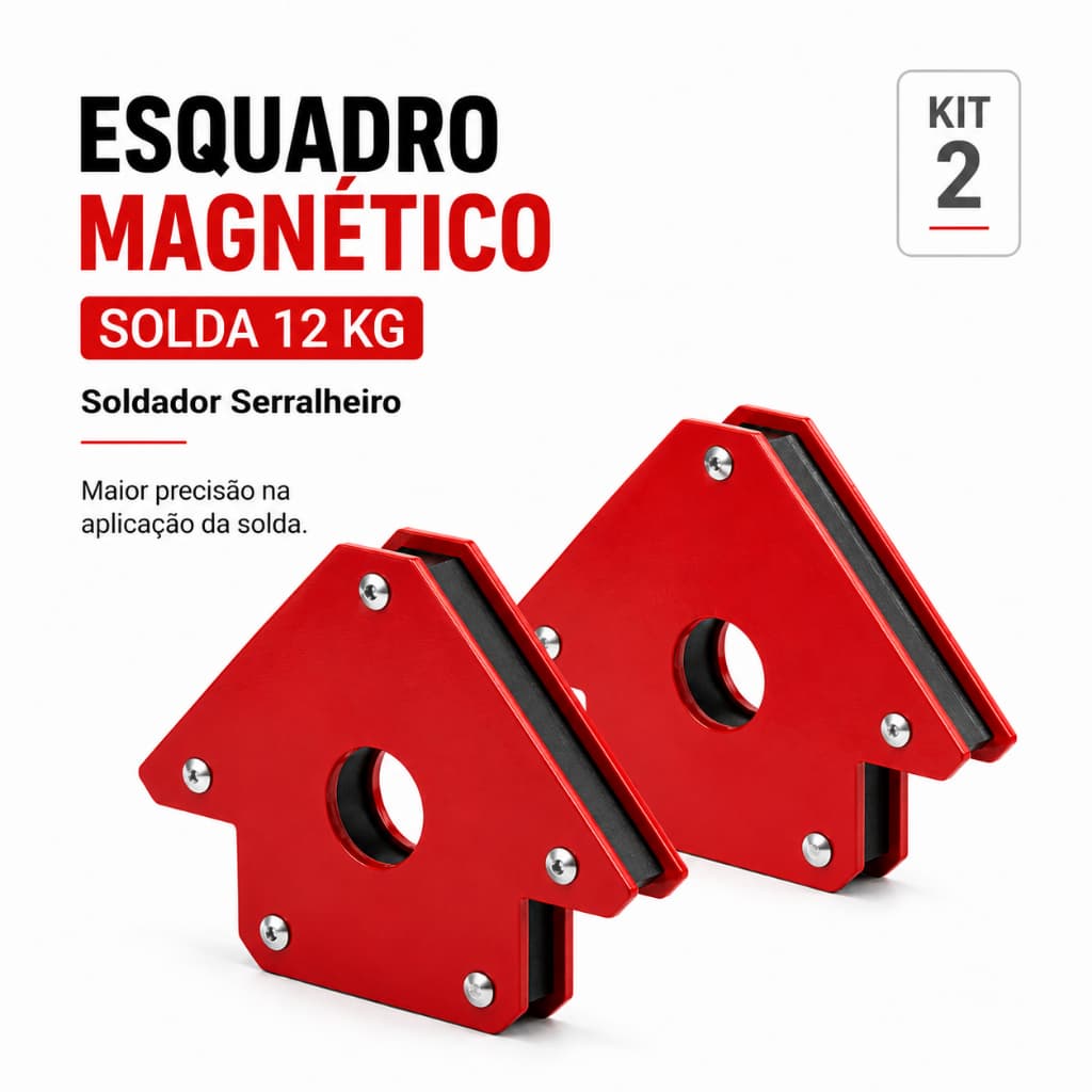 Kit 2 Esquadro Magnético Solda 12 Kg Soldador Serralheiro