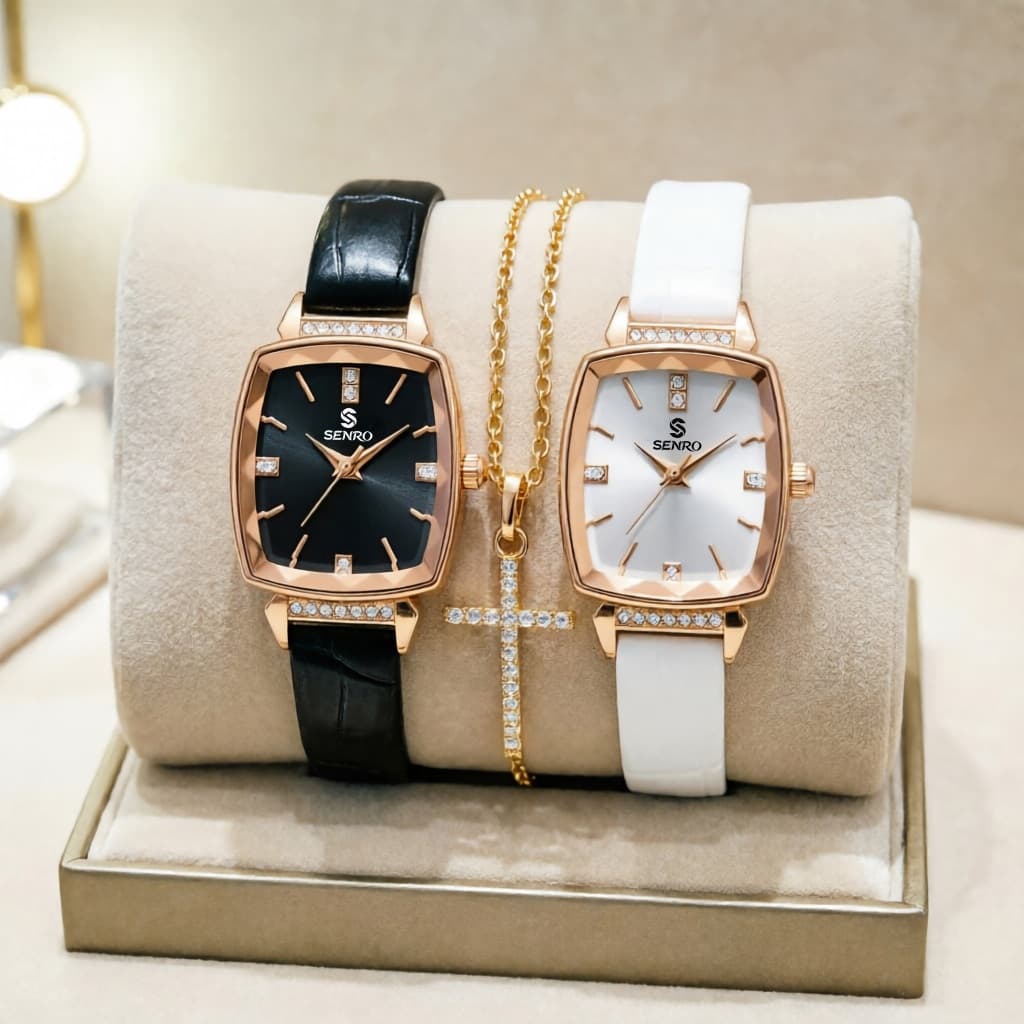 Relógio Feminino Quartz Quadrado Minimalista Pulseira Couro Luminoso À Prova D'água EleganteVersátil O presente ideal