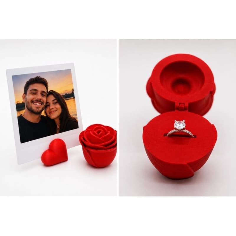 Caixa de aliança com suporte para fotos