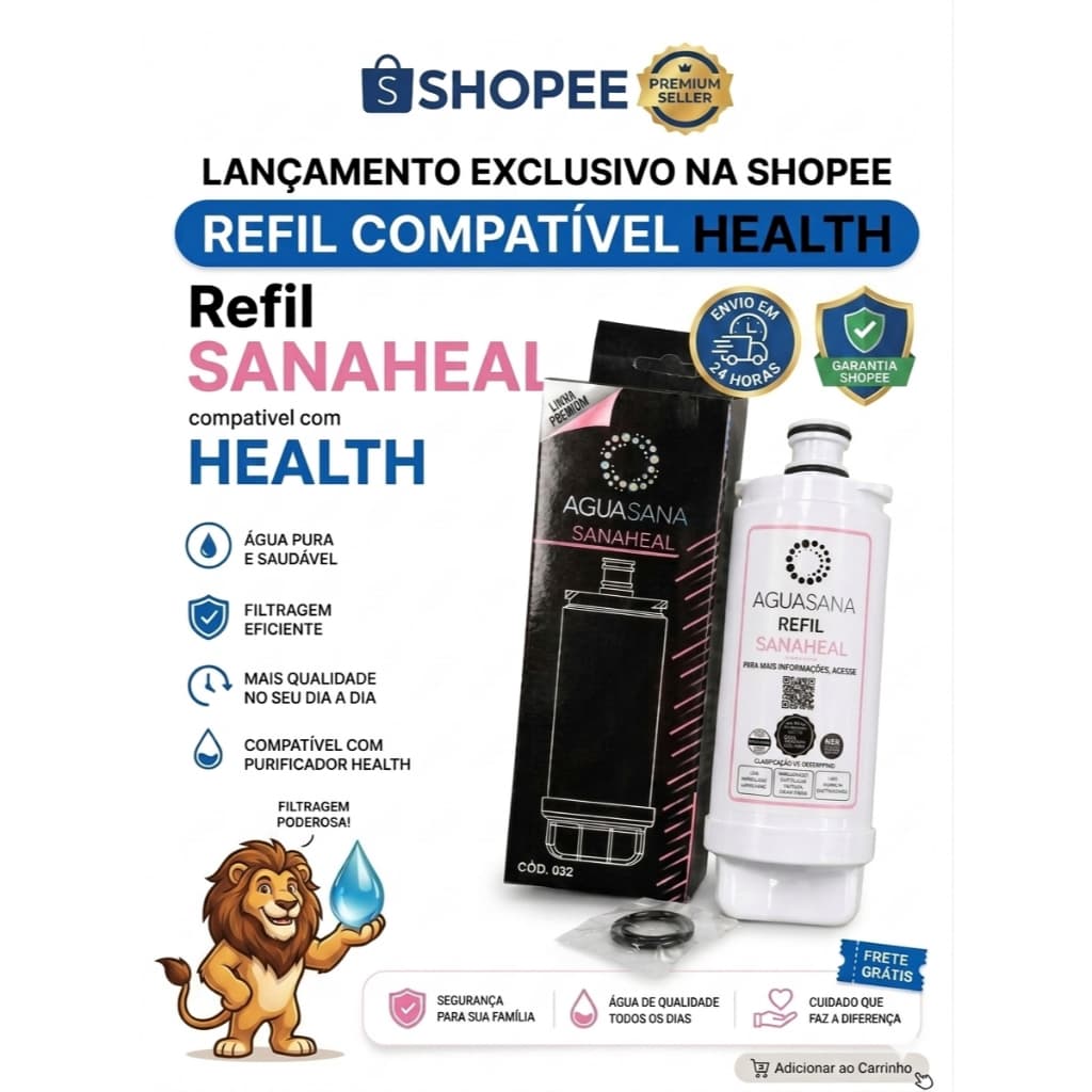 Refil Filtro Compatível Purificador Health Sanaheal Custo Benefício