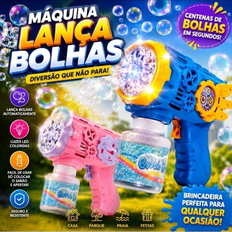 Máquina Lança Bolhas Automática Bubble Gun Infantil