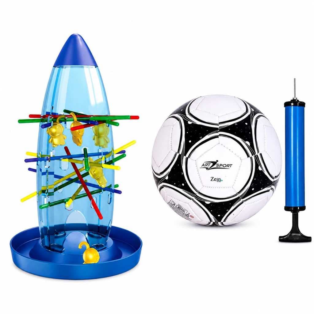 Kit 2 Brinquedos Interativos(Bola De Futibol De Campo n.5 68cm+Jogo Tira Vareta Cai Astronauta)