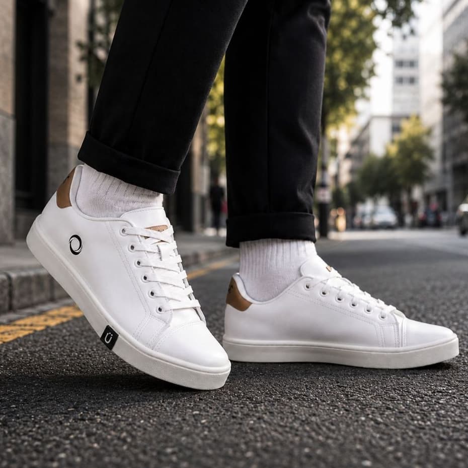 Sapatênis casual branco e preto leve confortavel estiloso sapato masculino adulto