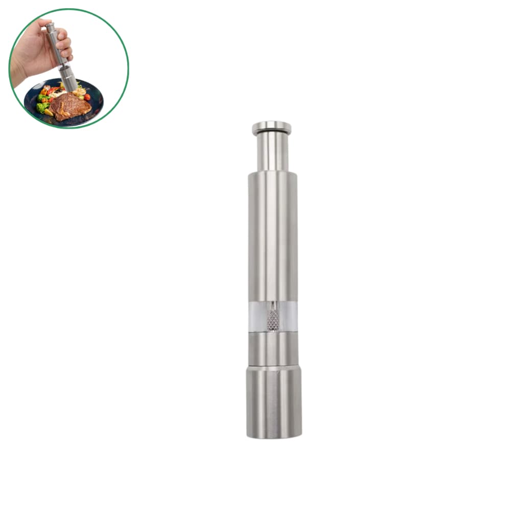Moedor Gourmet Aço Inox Manual Com Visor Para Pimenta Sal Temperos Especiarias