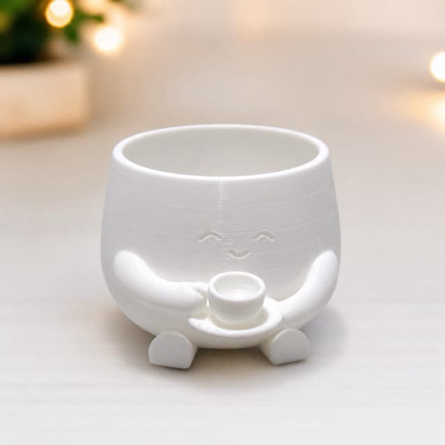 Vaso Decorativo Kawaii Porta Suculenta | Vasinho Fofo com Xícara | Decoração Criativa