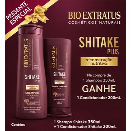 Bio Extratus Shitake Plus Shampoo 350ml Condicionador 200ml Reconstrução Nutritiva Promopack Original