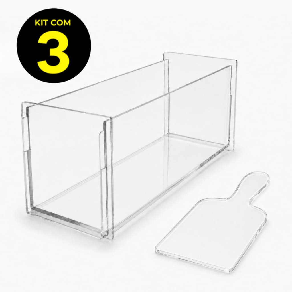 Kit 3 Forma Slice Cake Acrílico 30x10x10 Bolo Fatia Perfeita Formas De Bolos Cristal Luxo