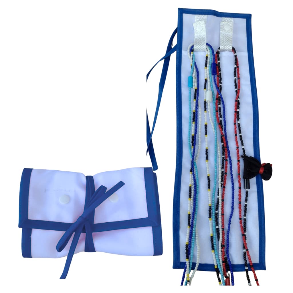 Saco Porta Guias BRANCO COM AZUL  Bolsa Estojo Porta Guia Exu é o Orixá Umbanda Candomblé