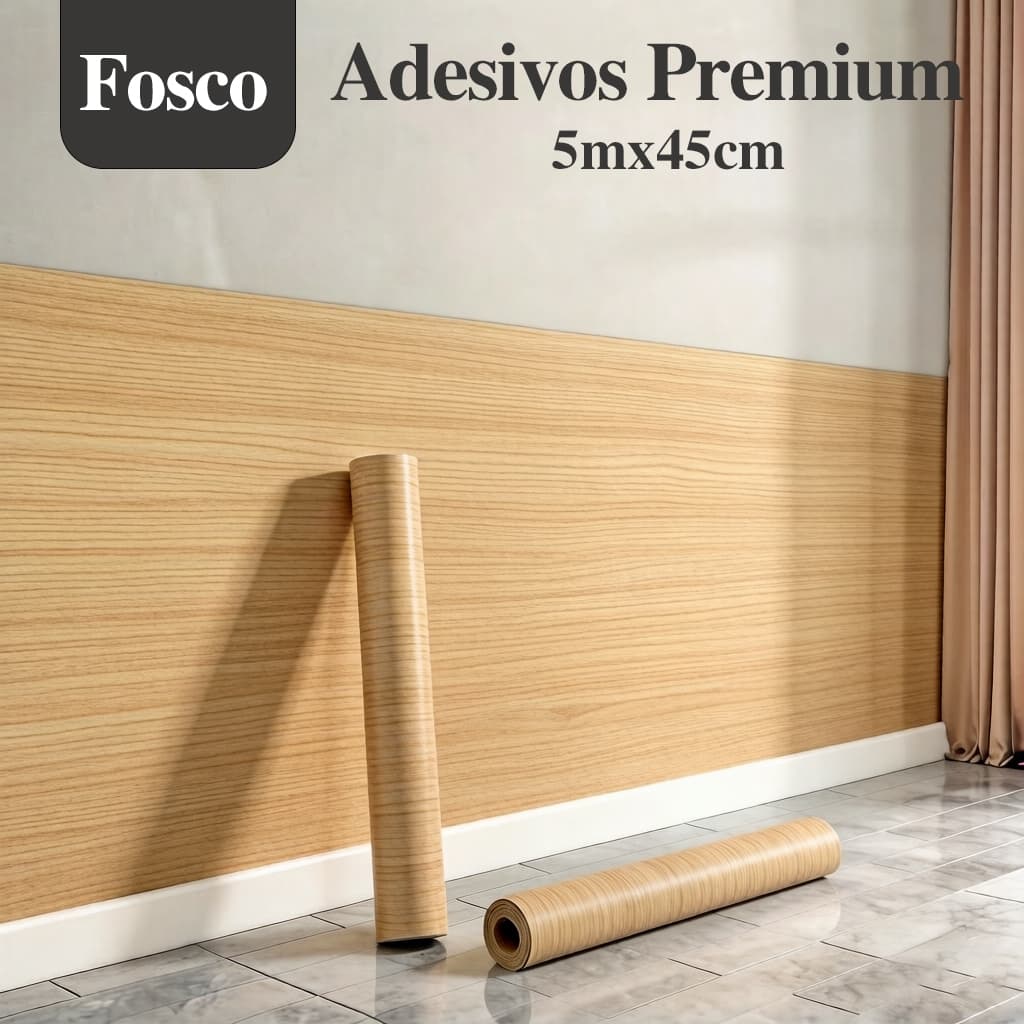 Papel de Parede Adesivo Madeira Clara 45cm x 5m Vinil PVC Impermeável Decorativo para Sala Quarto Cozinha Móveis