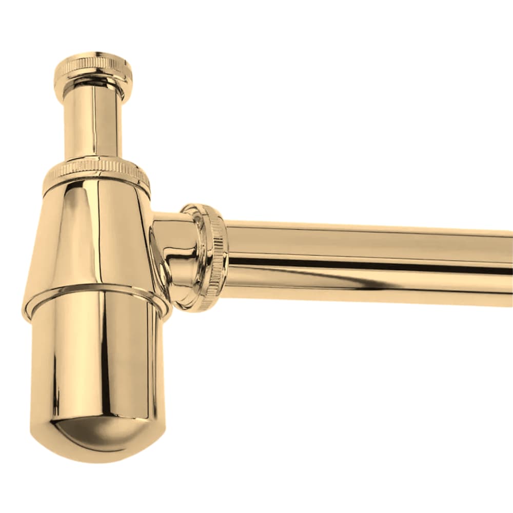 Sifão de metal com copo regulável P/ Cubas e Pias - Dourado - Luxo