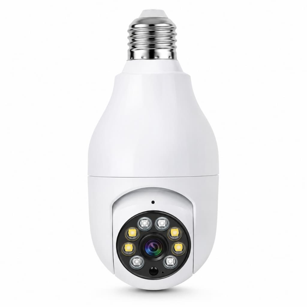Camera Segurança Lâmpada Wi-Fi 360° Visão Noturna Monitoramento Remoto Residencial Vigilância Inteligente