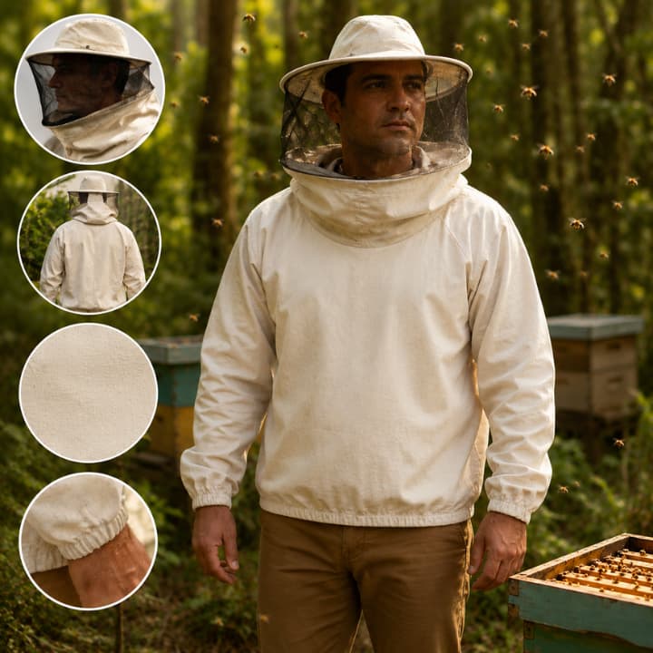 Jaleco Roupa Apicultura Apicultor Tipo Brim 100% Ventilado Capuz 360º Proteção Abelha