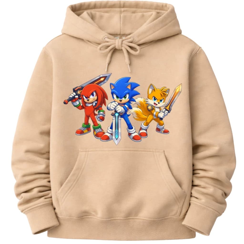 Moletom Infantil Sonic Herois – Casaco Quentinho com Capuz | Estampa Colorida Premium