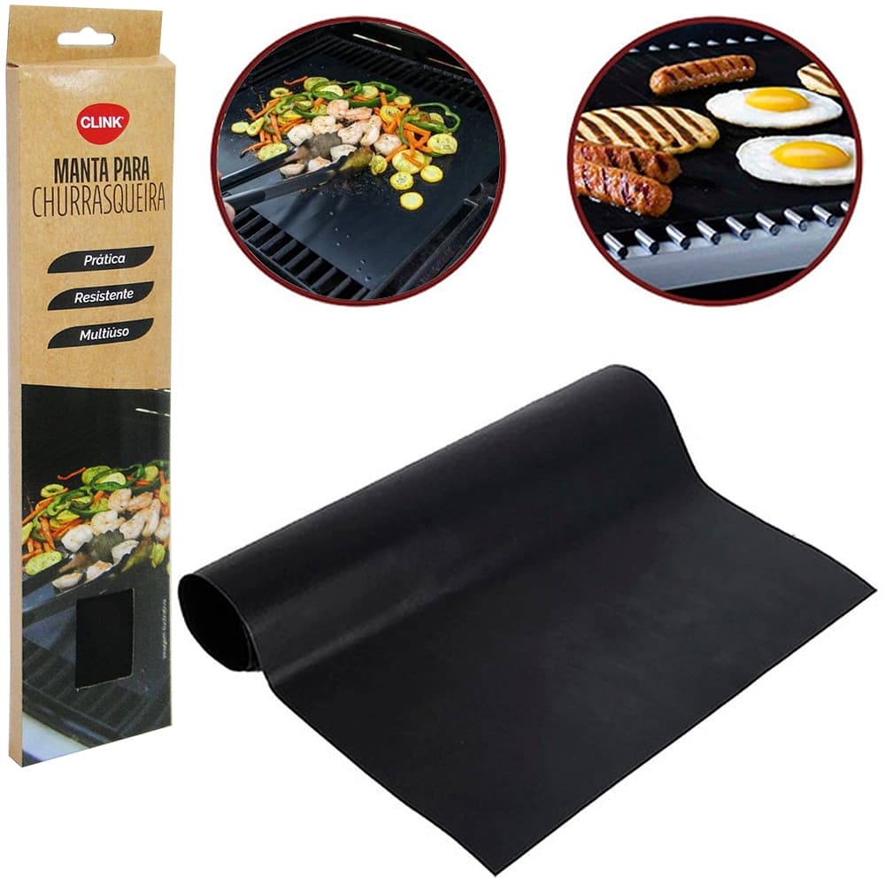 Manta Antiaderente para Churrasqueira 40x33cm Reutilizável Grill BBQ Antiaderente Multiuso