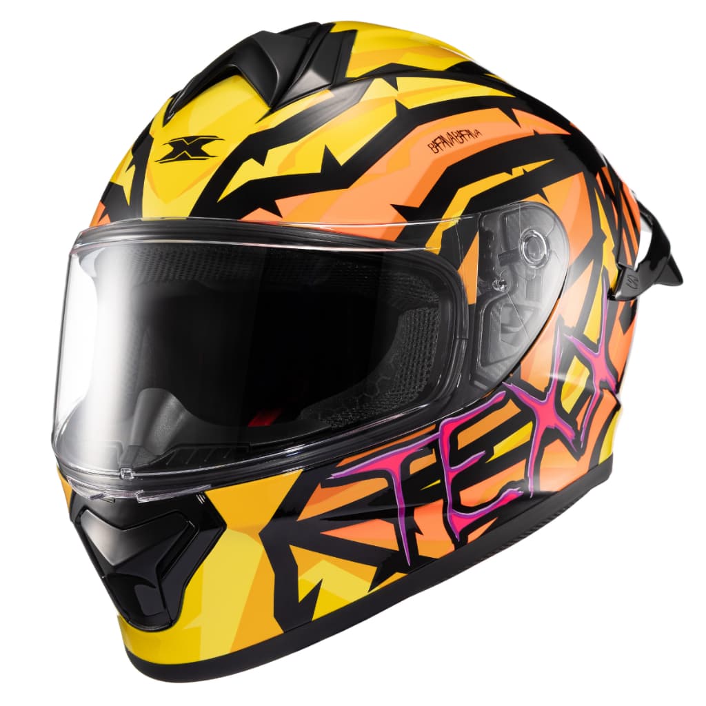 Capacete Texx Spike Maasai Laranja Amarelo Capacete Integral Moto Esportivo Original Alta Segurança