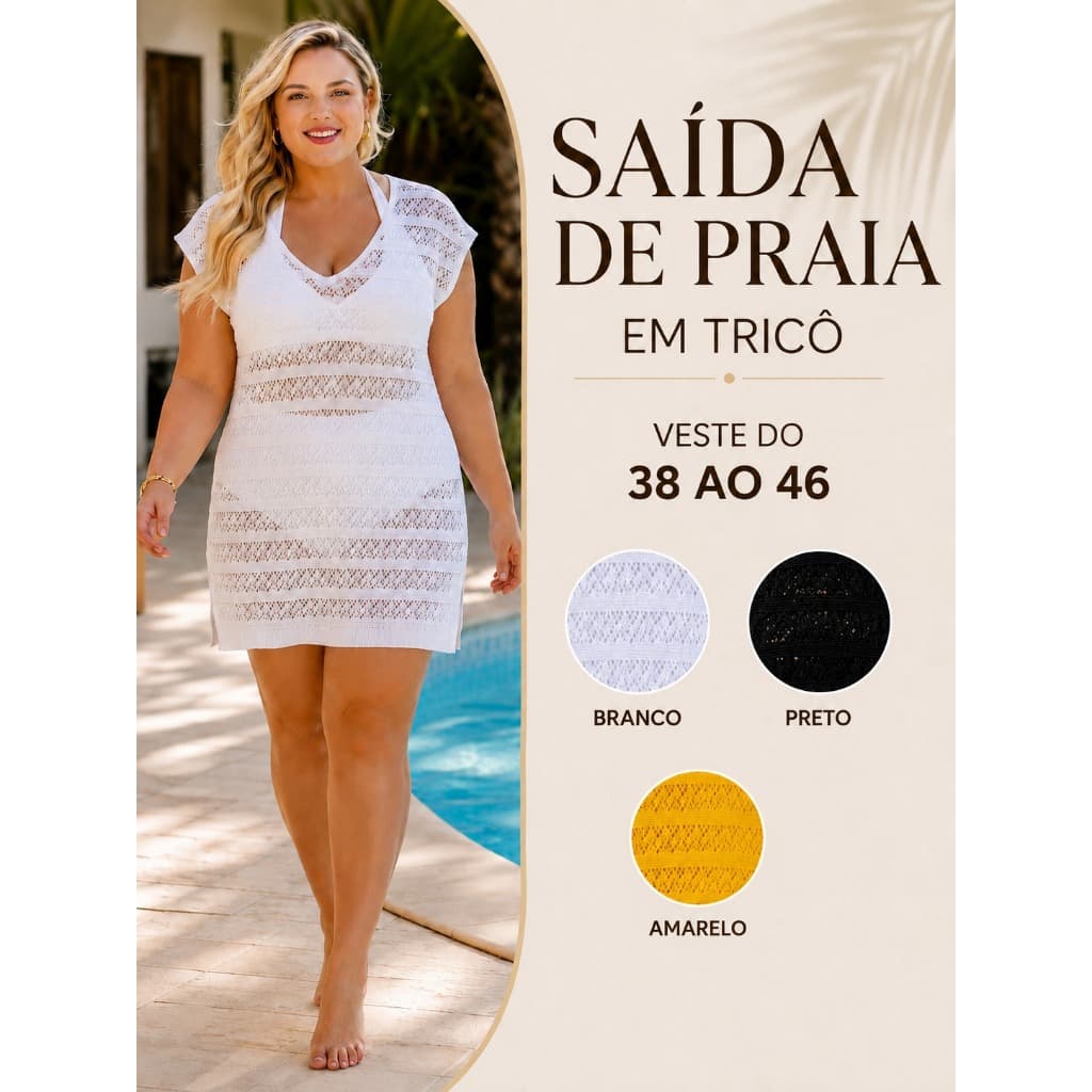 Camisão Saída de Praia Tricô em Renda Chemise