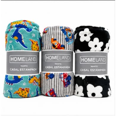 Manta Casal Home Land - Cores aliatoria Lisa ou Estampada Super Macia Quentinha 1,80x2,00