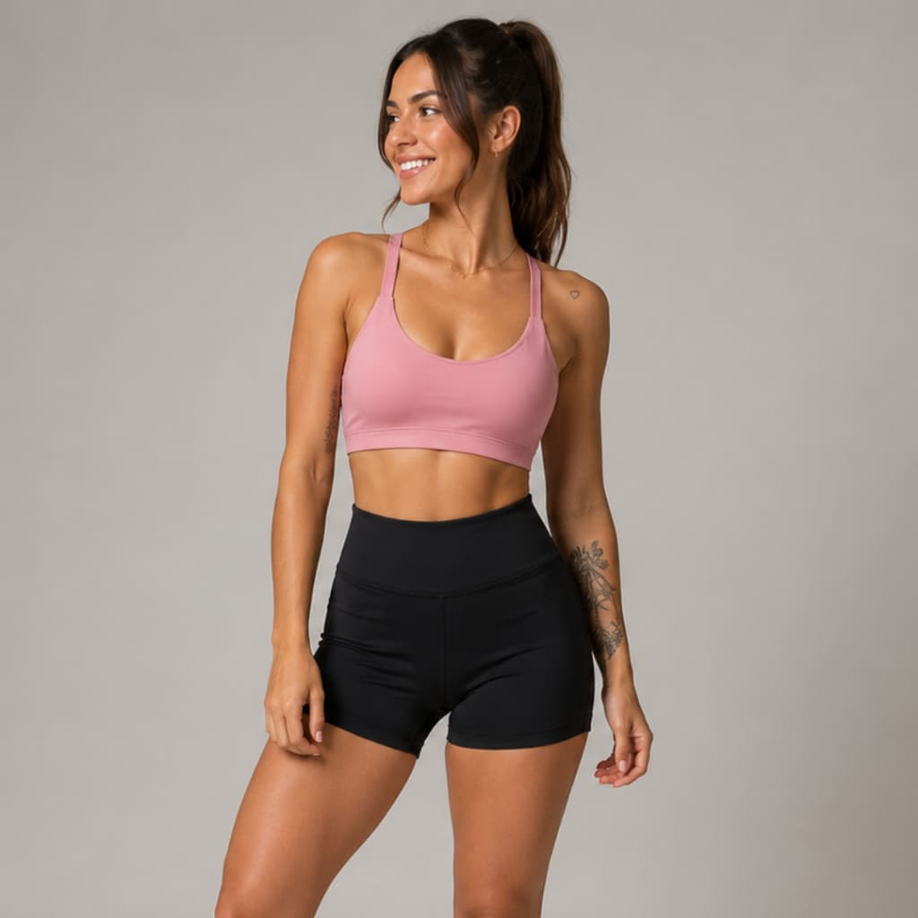 Conjunto Academia Top e Short Fitness Feminino ZERO TRANSPARÊNCIA Treino Conforto Corrida Suplex