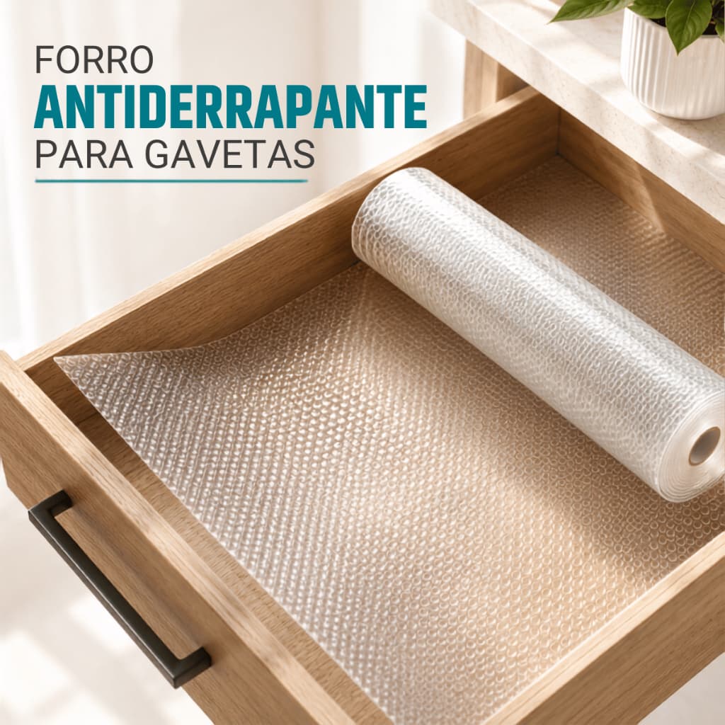 Forro Antiderrapante para Gavetas Armário Geladeira Cozinha Rolo Tapete Transparente Impermeável Lavável
