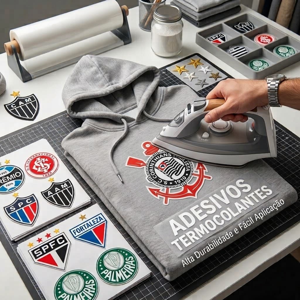 KIT COM 16 IMAGENS DE BRASÃO DE TIMES DE FUTEBOL TERMOCOLANTE PARA TODO TIPO DE TECIDO - FÁCIL APLICAÇÃO FERRO DE PASSAR