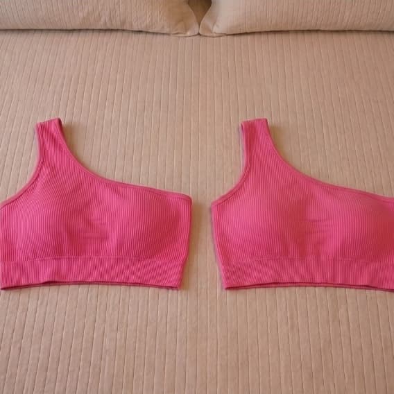 Kit 2 Tops Fitness Femininos Um Ombro Só | Zero Transparência | Tamanho Único.