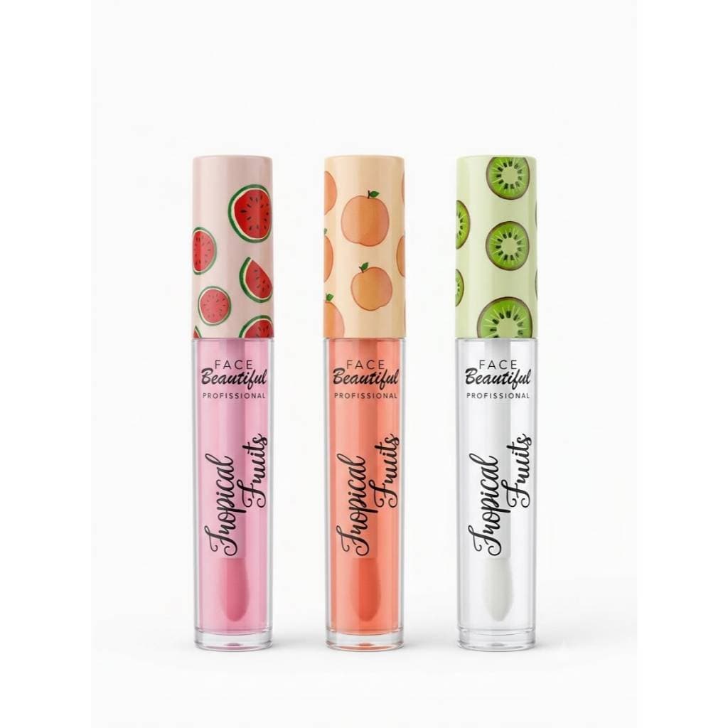 Gloss Labial Face Beautiful -  Melancia -  Pessego - Kiwi