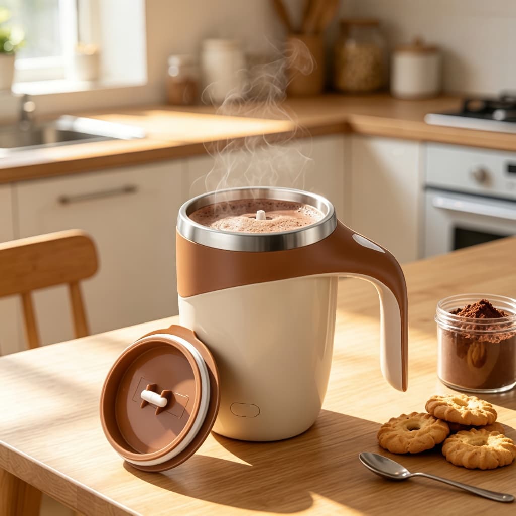 Caneca Térmica Inox com Misturador Magnético Automático - Ideal para Café, Mantém Temperatura, Agita sozinha