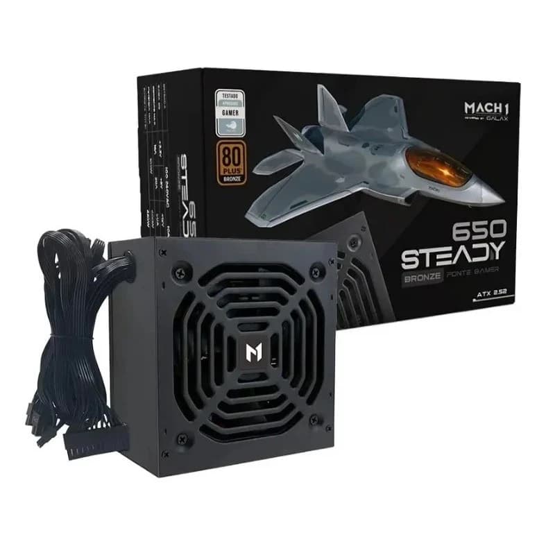 Fonte MACH1 Steady, 650W, 80 Plus Bronze, PFC Ativo, Preto