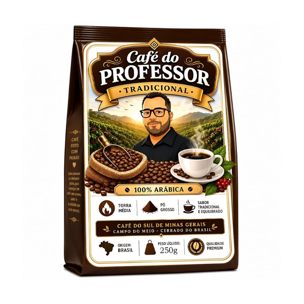 Café do Professor Tradicional 250g Torrado e Moído Aroma Marcante