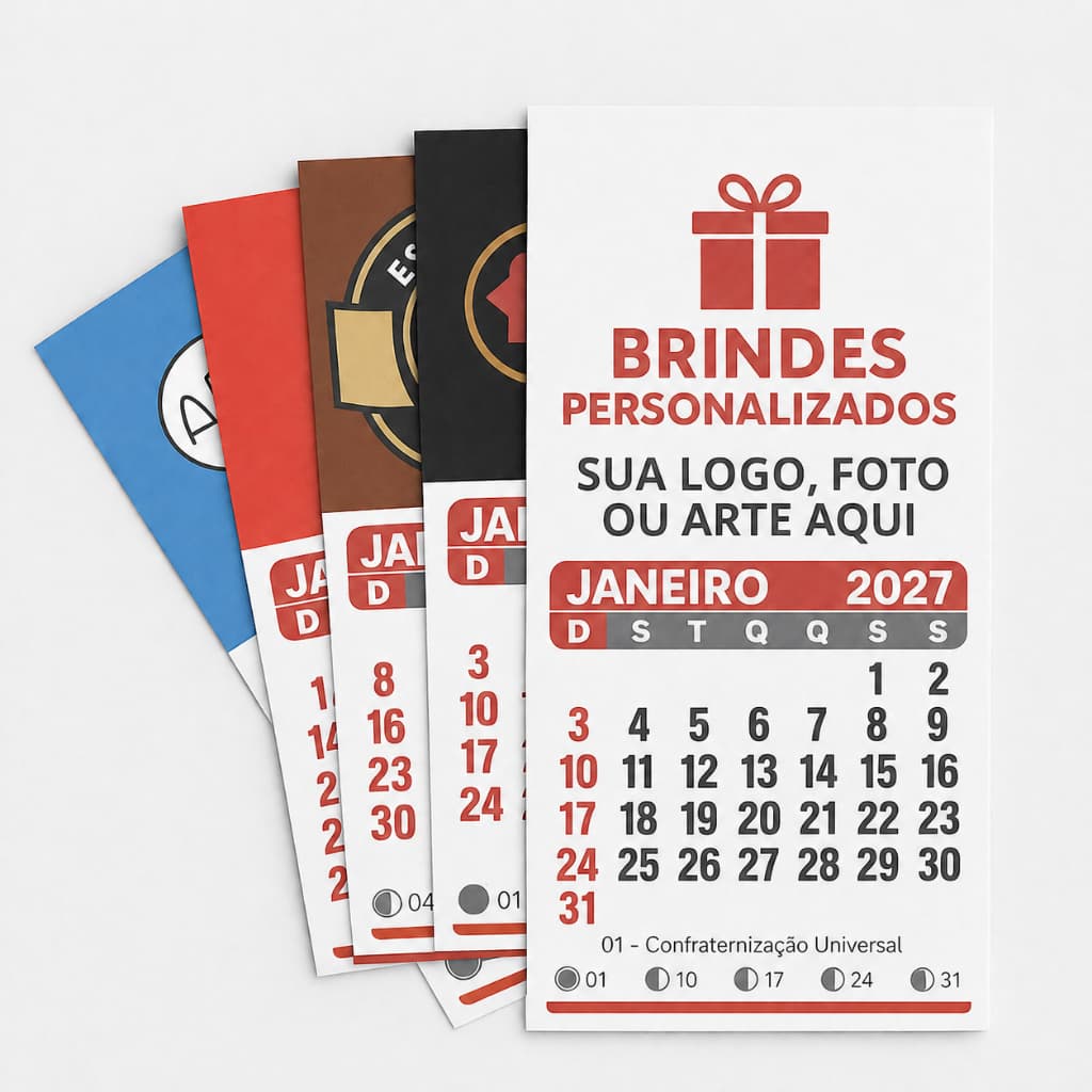 50 Mini Calendario Imã de Geladeira 2027 NATAL (LOGO OU ARTE QUE DESEJAR)