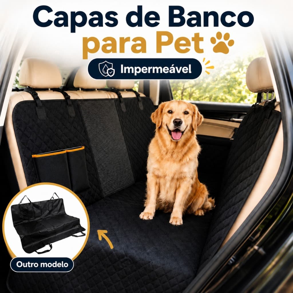 Capa Protetora Pet Impermeável para Banco de Carro com Cinto de Segurança