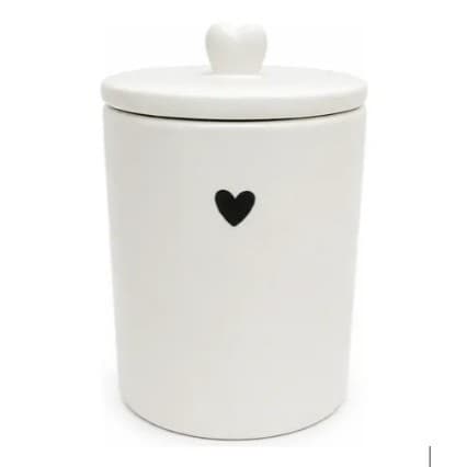 Pote Organizador Decorativo em Cerâmica com Tampa e Puxador de Coração – Branco