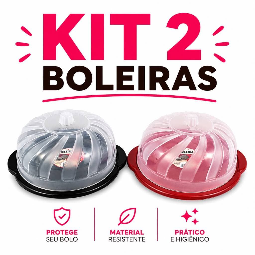 Kit 2 Boleiras Com Tampa Porta Bolo Redonda Resistente Para Transporte Festa Cozinha Multiuso