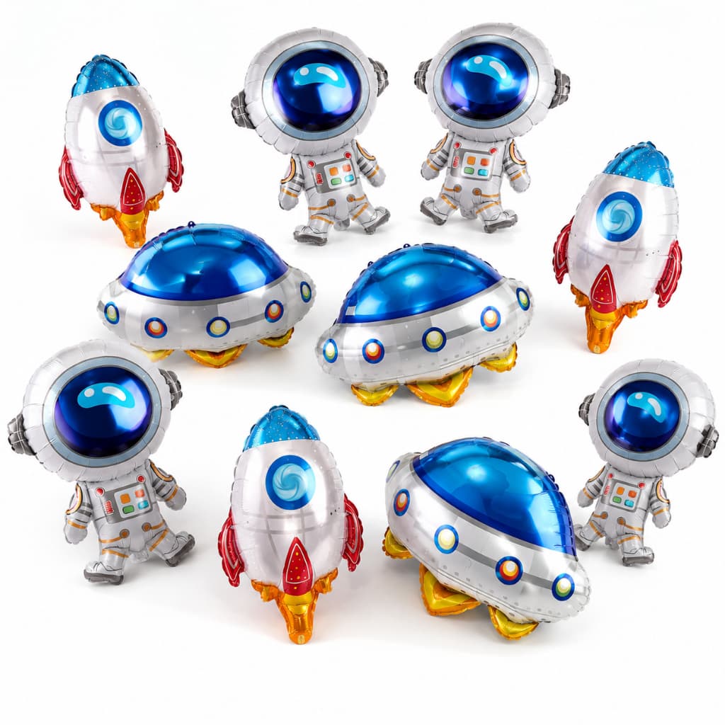 Kit 10/20/50 Balão Astronauta Nave ET Foguete Metalizado Centro de Mesa 40cm - PREMIUM