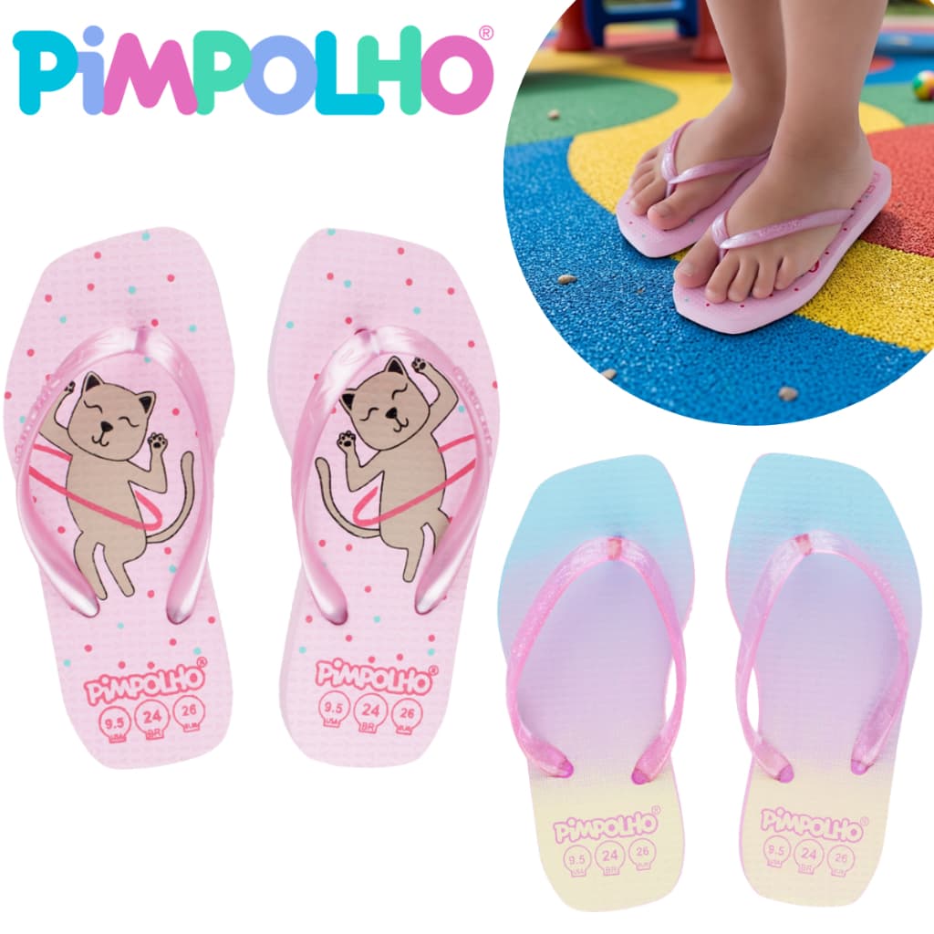 Chinelo Infantil Pimpolho Menina 24 ao 32, Cor Rosa Chinelinho Feminino Tamanhos 24 ao 32
