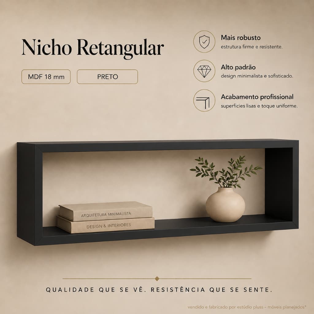 Nicho Retangular 60x30x25cm Mdf Decoração
