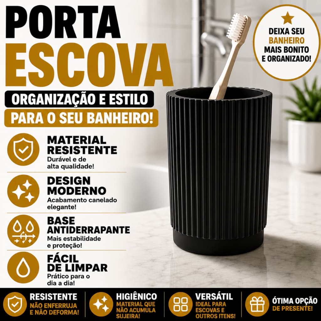 Porta Escova De Dentes Pia Banheiro Moderno Luxo Cuidado Casa Organizador Multifuncional