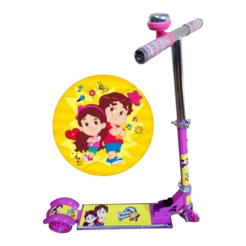 🛴 Patinete Infantil Metal Musical Rosa com luz de led nas laterais Maria Clara e JP